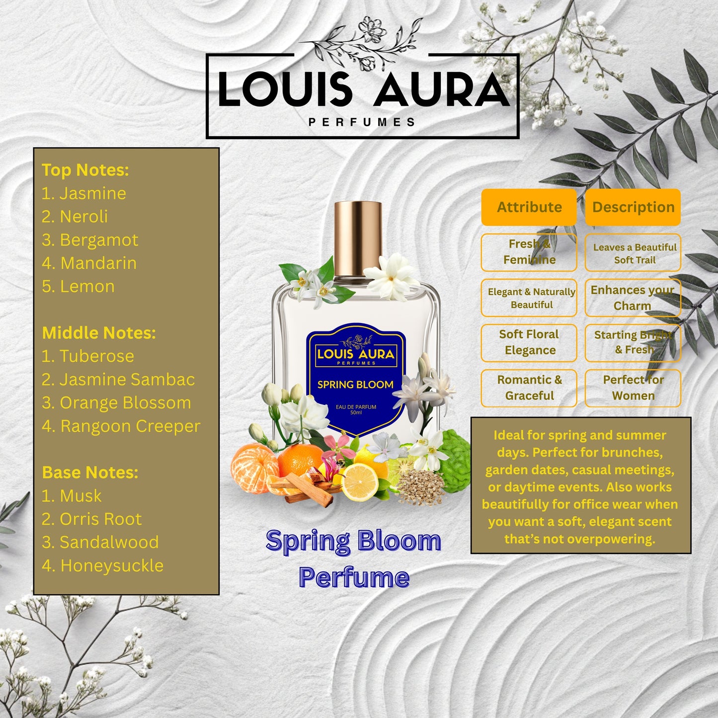 Louis Aura – Spring Bloom, Perfume for Women – 50ml