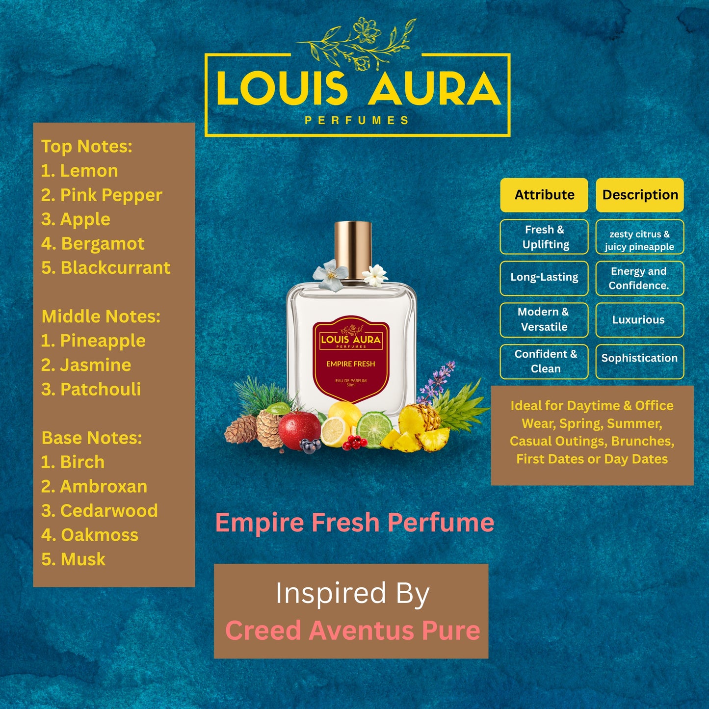 Louis Aura – Empire Fresh, Perfume for Men – 50ml
