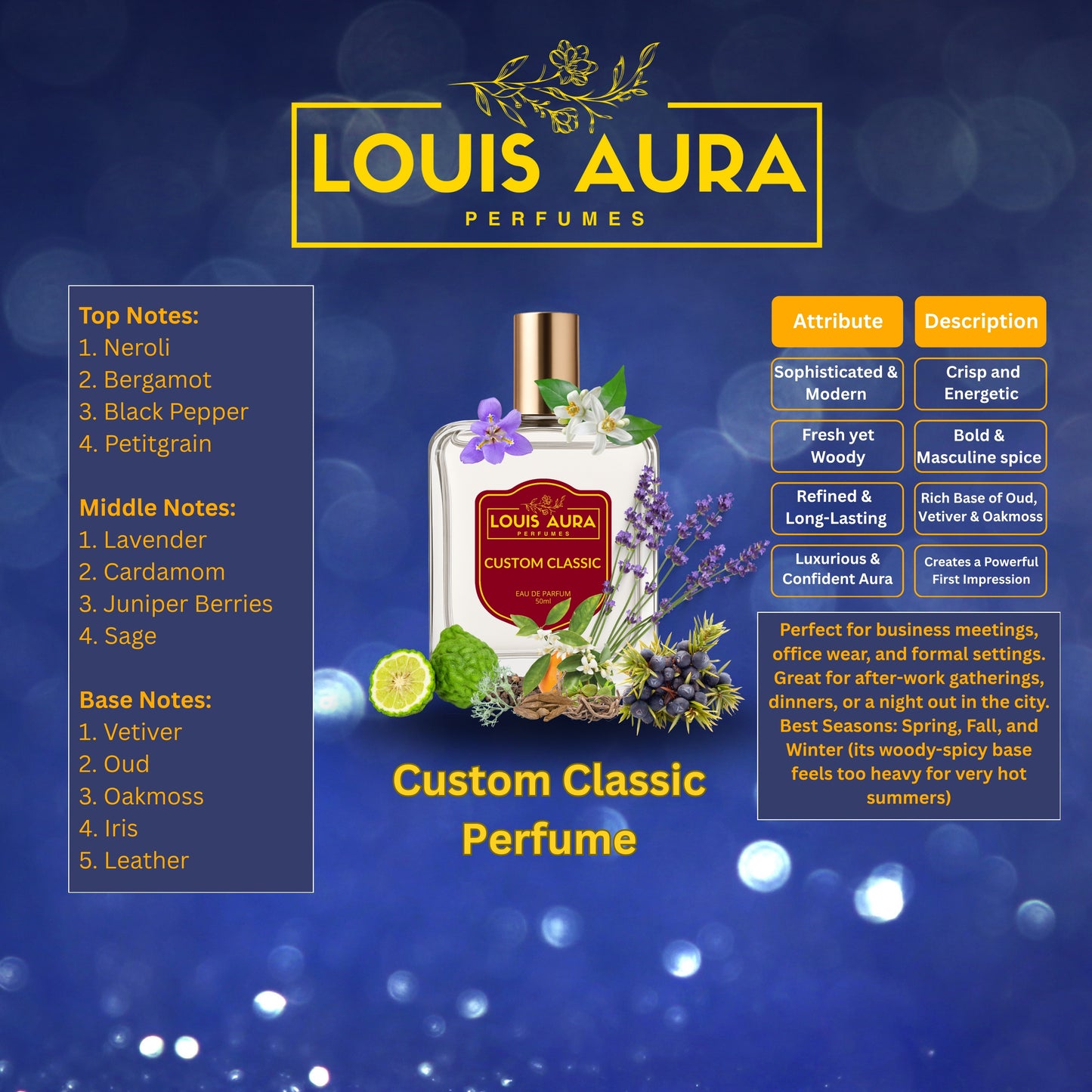 Louis Aura – Custom Classic, Perfume for Men – 50ml