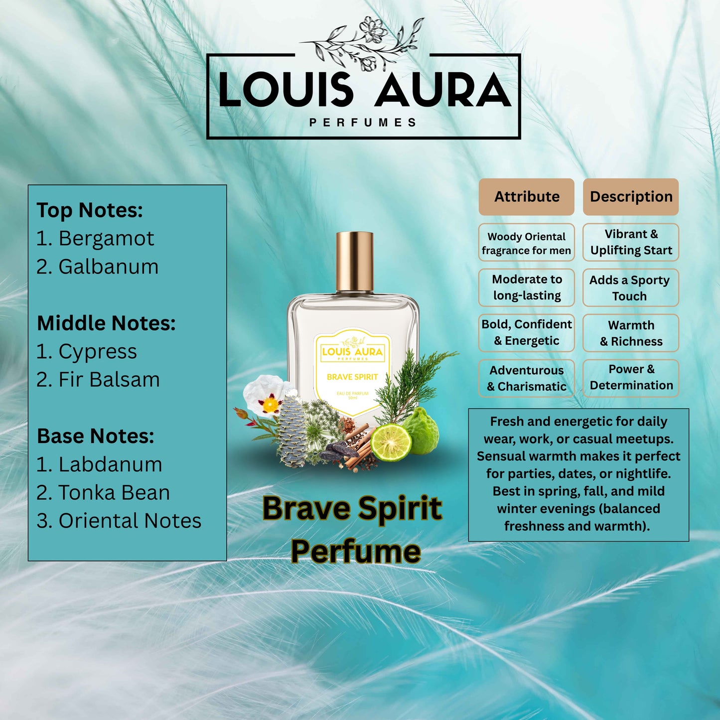 Louis Aura – Brave Spirit, Perfume for Men – 50ml