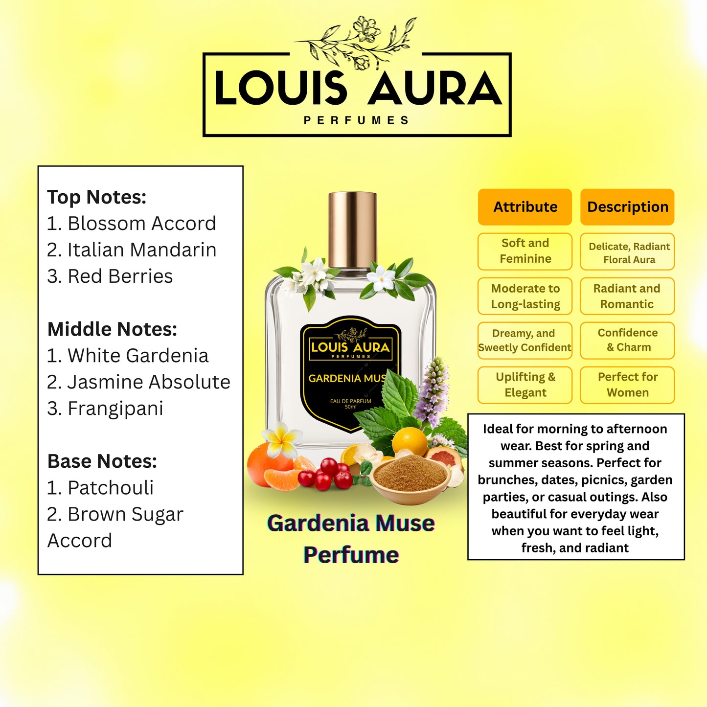 Louis Aura – Gardenia Muse, Perfume for Women – 50ml