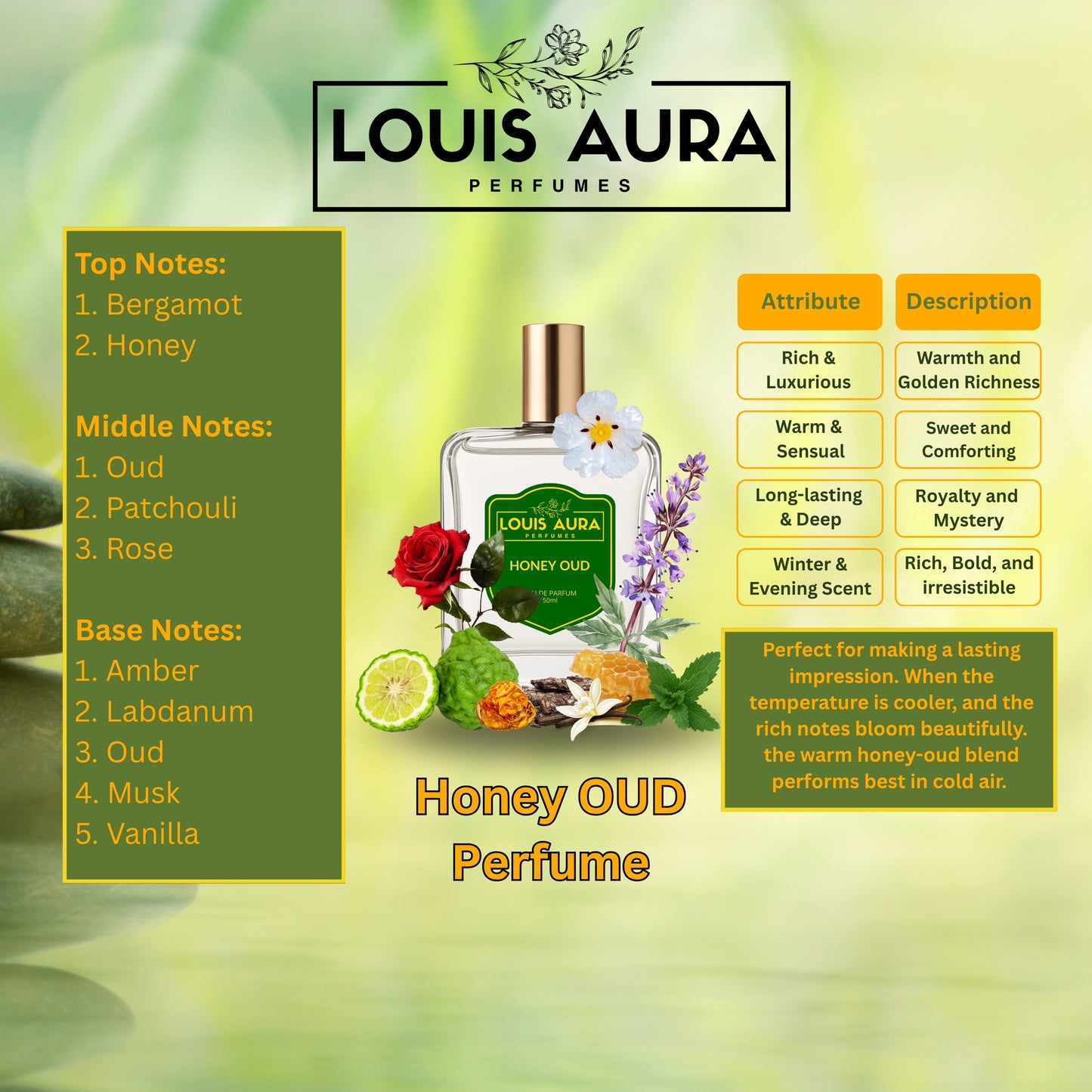 Louis Aura – Honey Oud, Perfume for Unisex – 50ml
