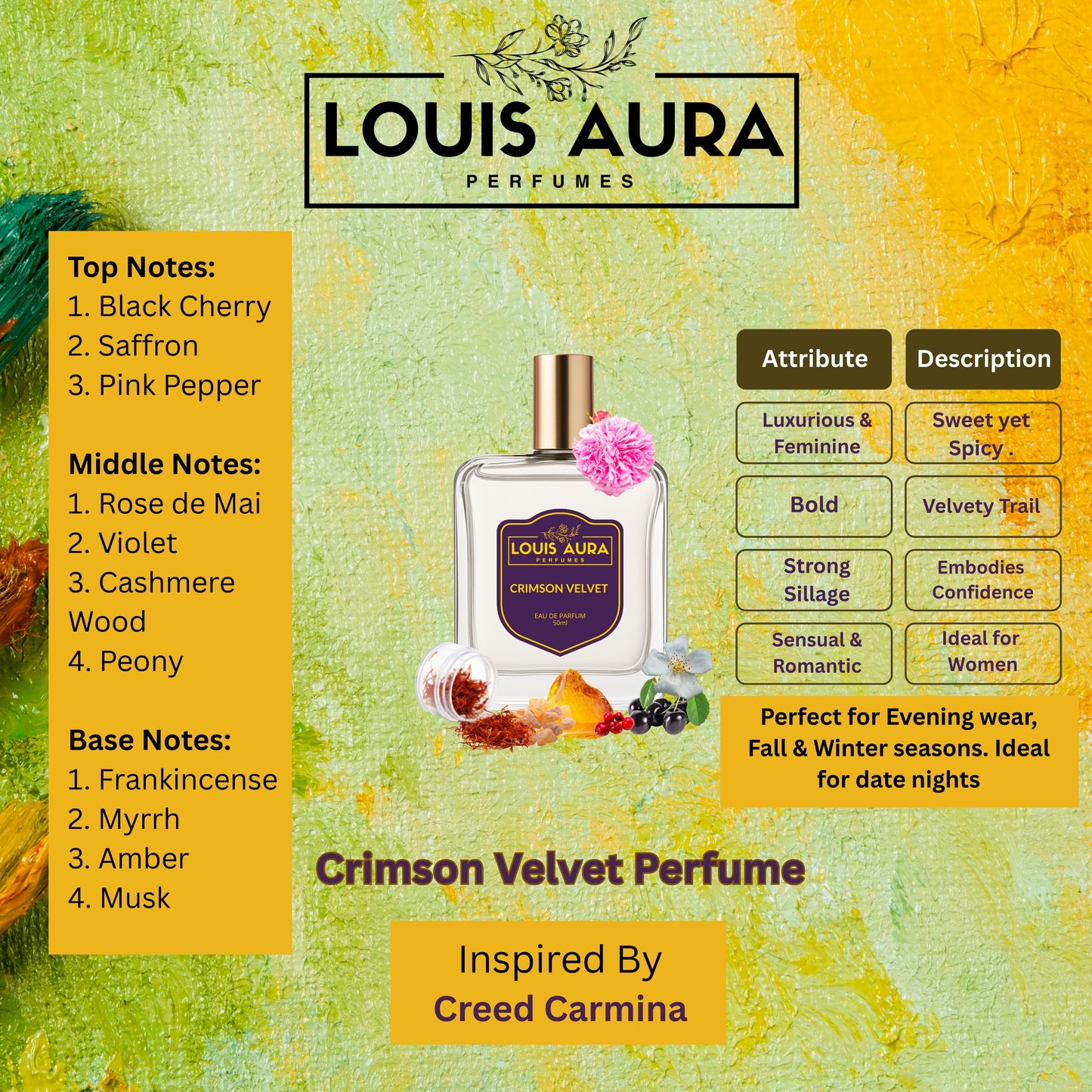 Louis Aura – Crimson Velvet, Perfume for Women – 50ml