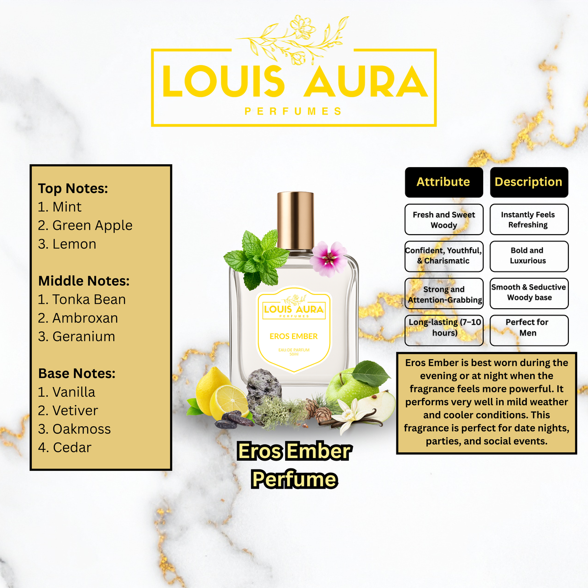Louis Aura – Eros Ember, Perfume for Men – 50ml