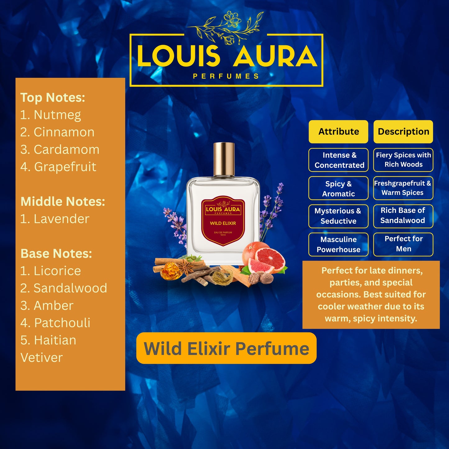 Louis Aura – Wild Elixir, Perfume for Men – 50ml