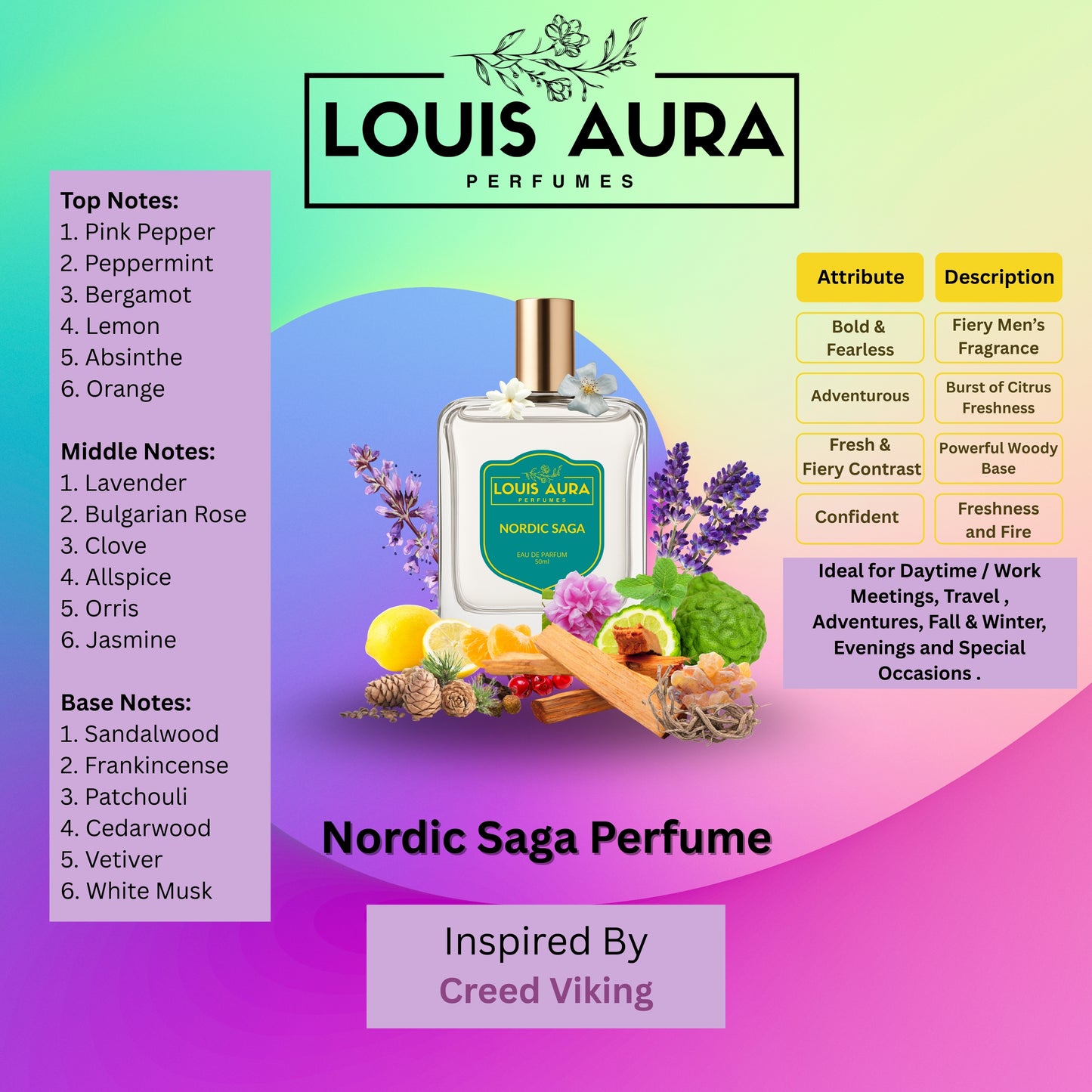 Louis Aura – Nordic Saga, Perfume for Men – 50ml