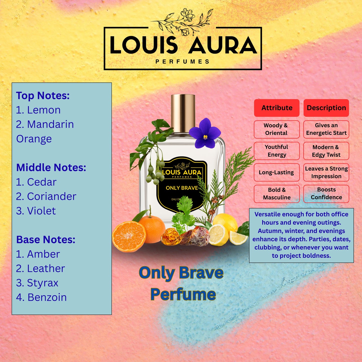 Louis Aura – Only Brave, Perfume for Men – 50ml