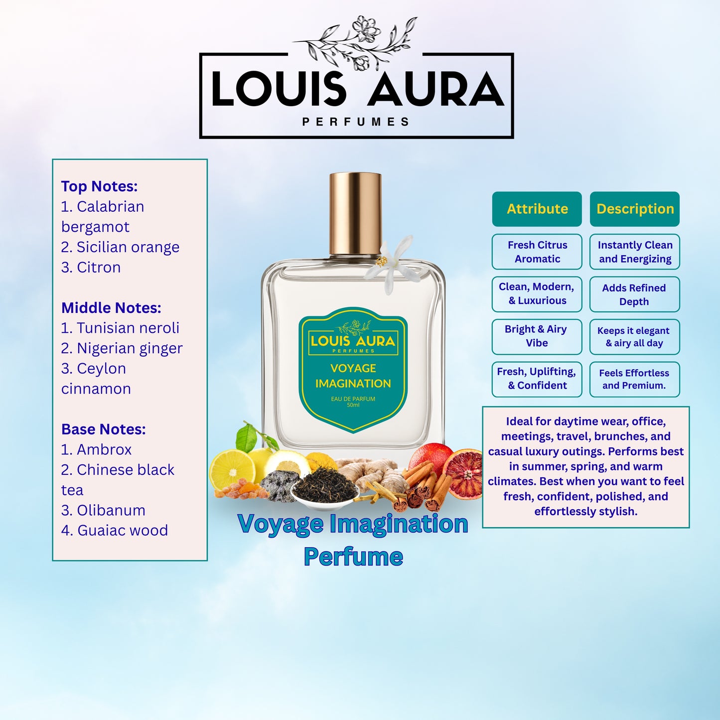 Louis Aura – Voyage Imagination, Perfume for Men – 50ml