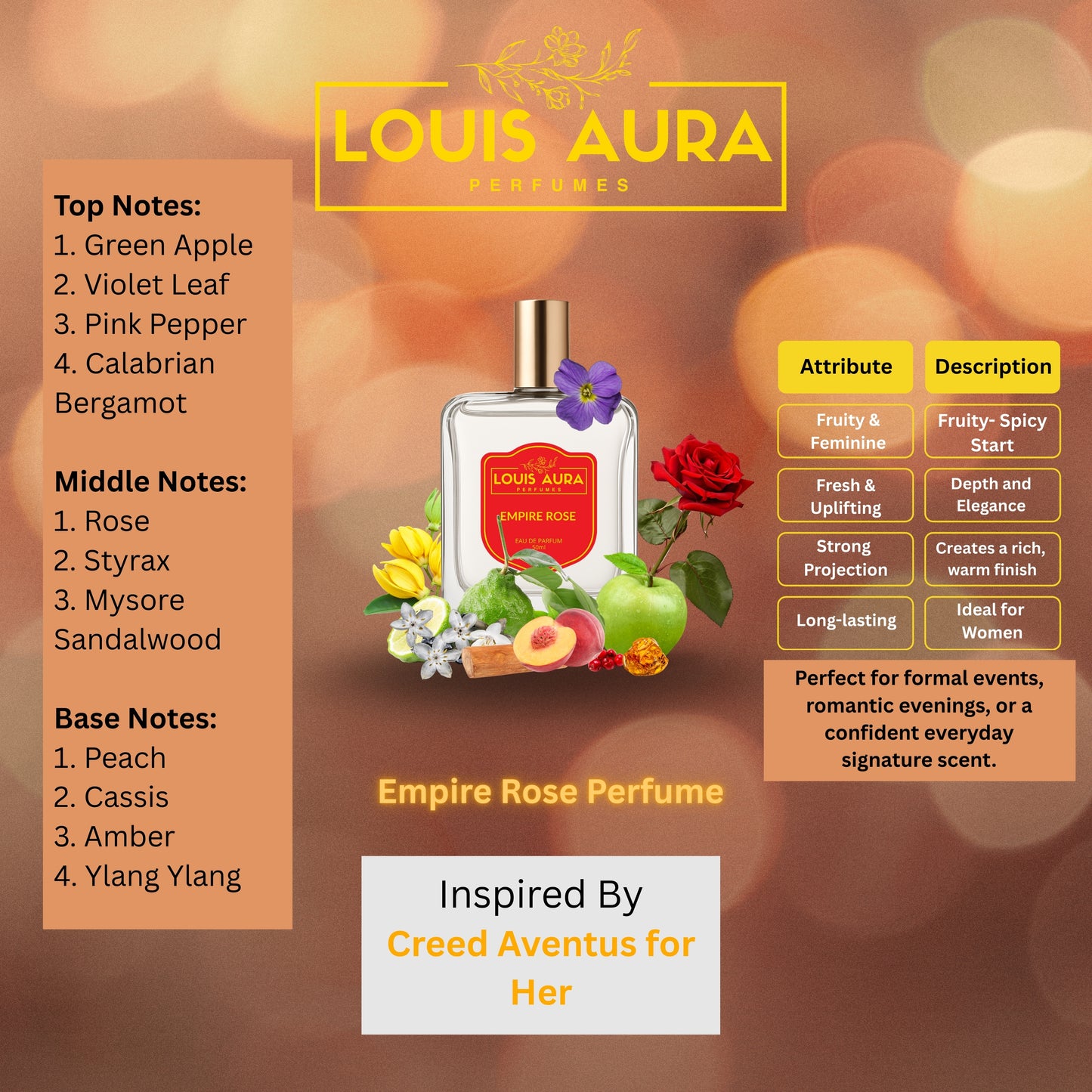 Louis Aura – Empire Rose, Perfume for Women – 50ml