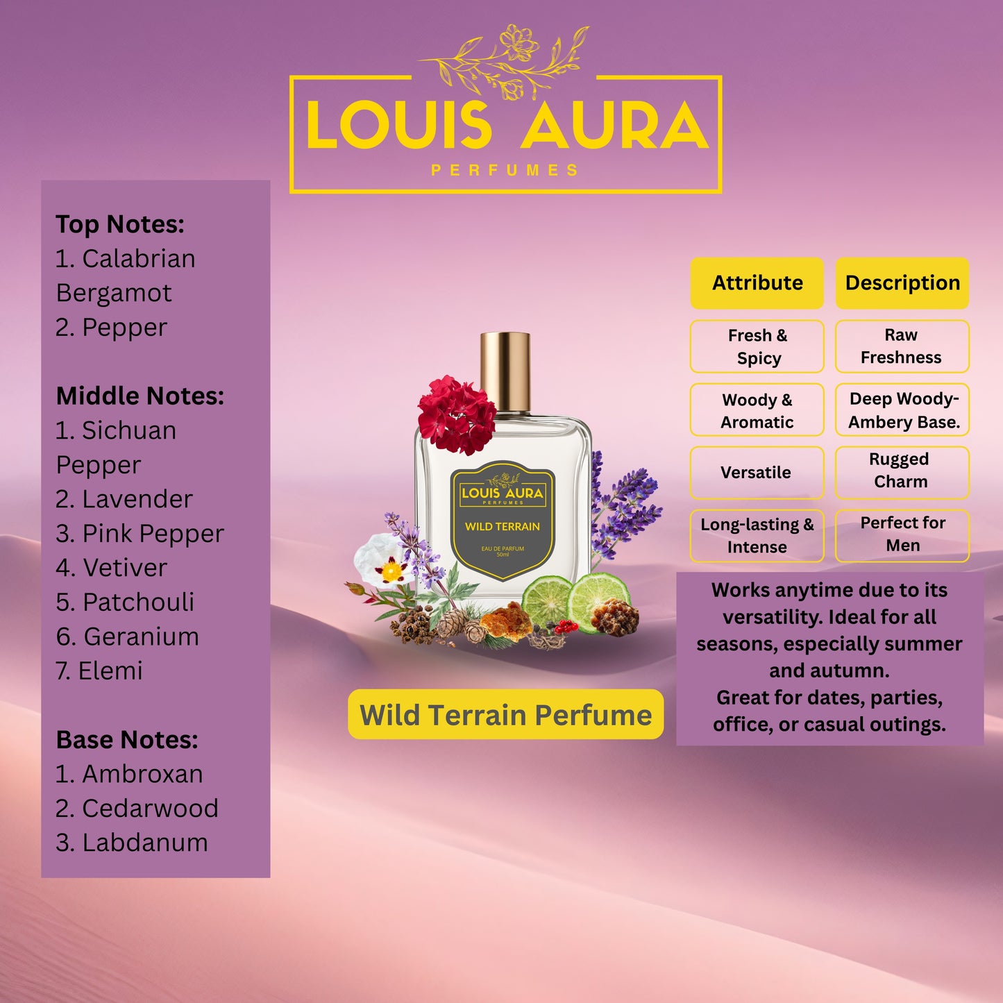 Louis Aura – Wild Terrain, Perfume for Men – 50ml