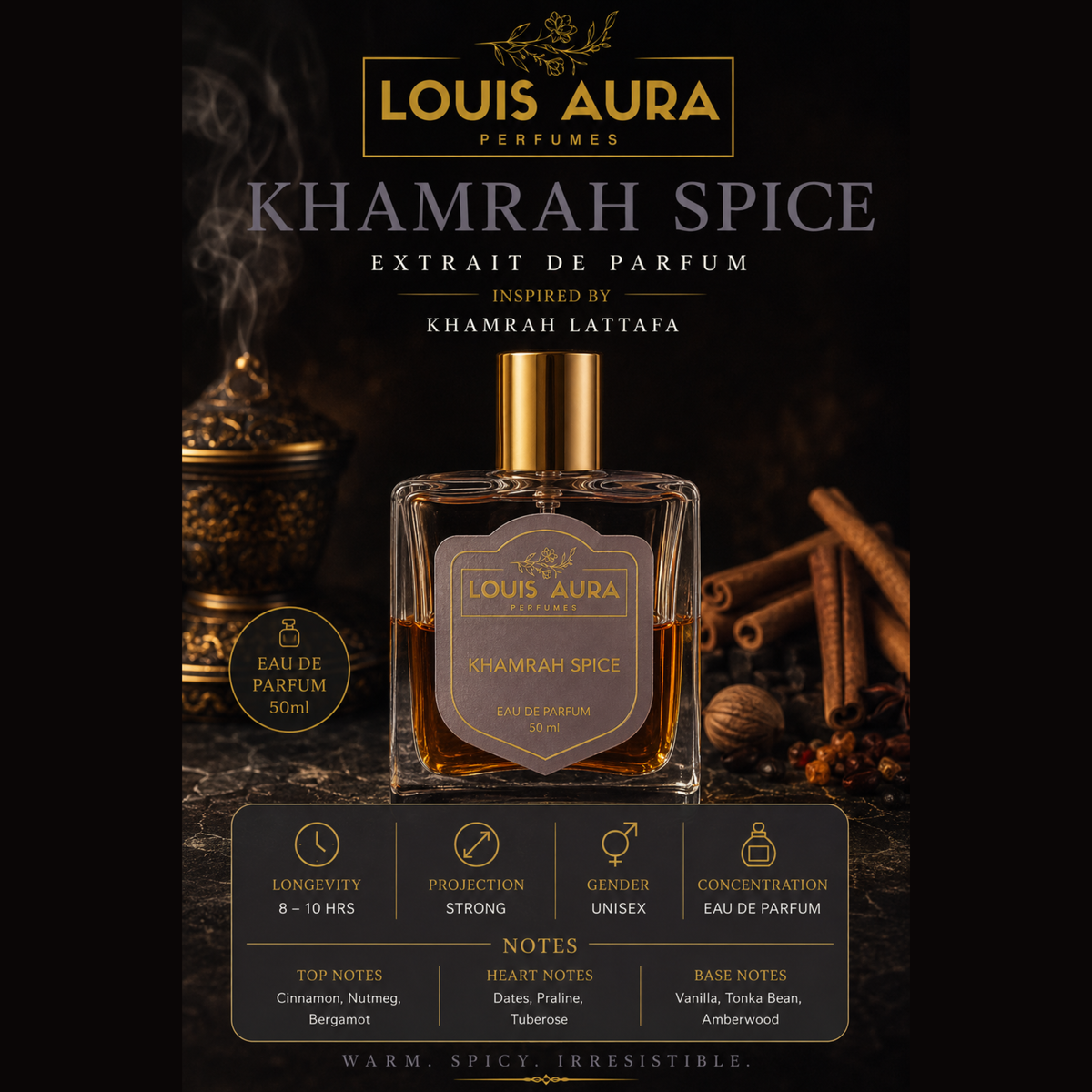 Louis Aura – Khamrah Spice, Perfume for Unisex – 50ml